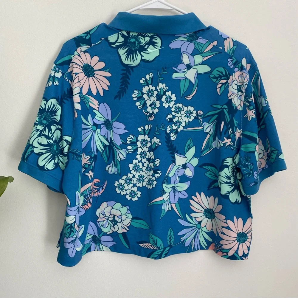 Nike Women's Golf Polo Shirt Crop Top Blue Floral - Picture 5 of 8
